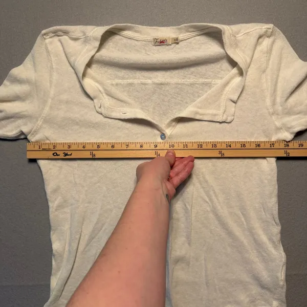 Faherty Hemp Cotton Henley Top Shirt Cream 3/4 Sleeve Women Size S - Image 7
