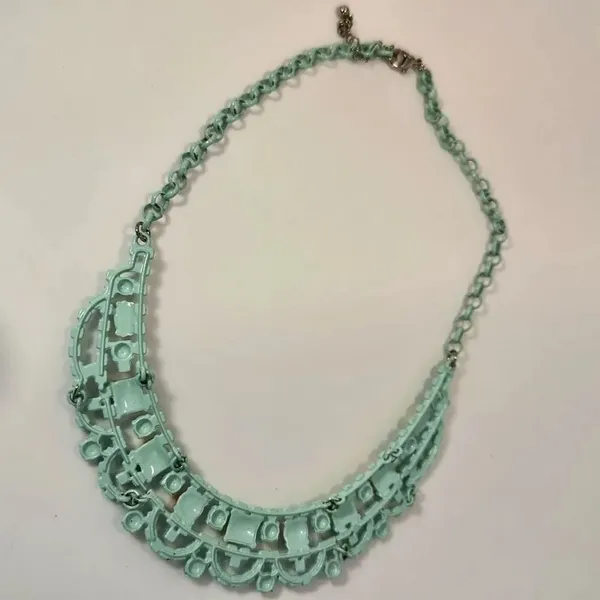 Blue metal orange yellow bib necklace - Image 6