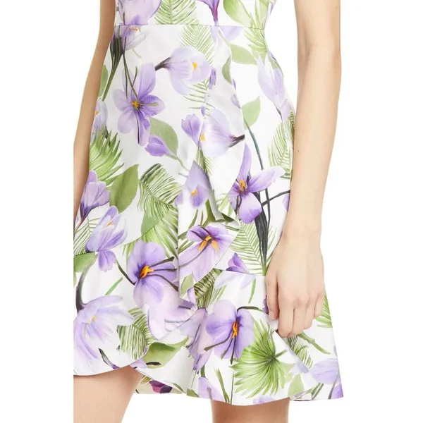 Alice‎ + Olivia Kirby Faux-Wrap Floral Flounce Dress - Image 4