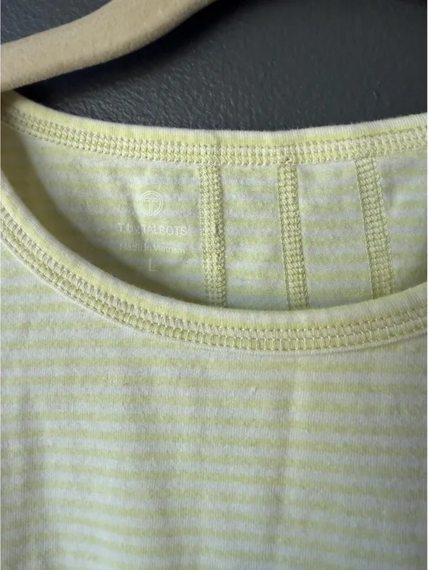 Talbots Light Yellow Striped Long Sleeve Athletic Shirt Large - Image 3