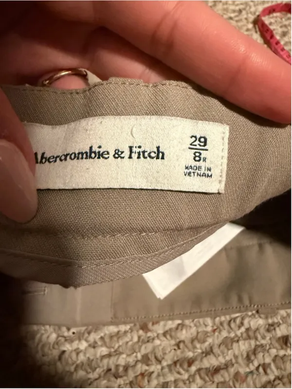 Abercrombie & Fitch Tan Sloane Tailored Wide Leg Trouser Pants Size 29 8R - Image 4