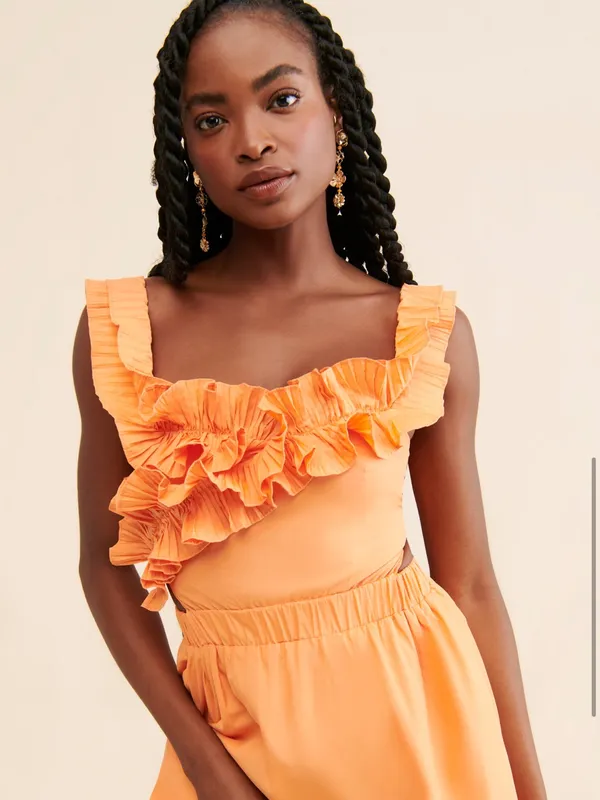 Sovere Ruffled Rapture Maxi Dress One-Shoulder Orange Maxi Dress - Image 3