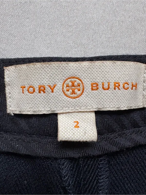 Tory Burch Christy Navy Wool Leather Trim Ankle Pants Size 2 - Image 4