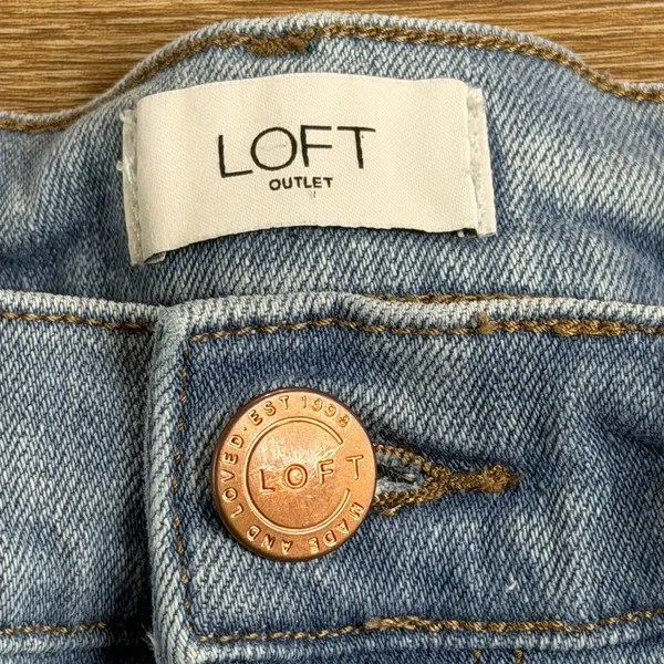 LOFT Outlet Jeans Women's 4 Light Wash High Rise Crop Kick Flare Stretch Denim - Image 3