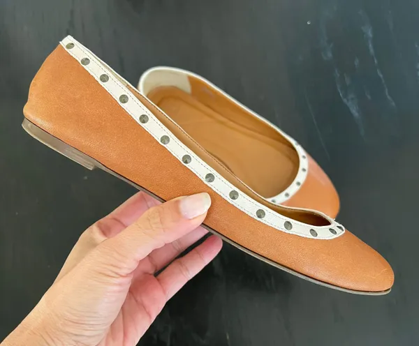 GUC J. CREW Camel Studded Round Toe Flats - Image 2