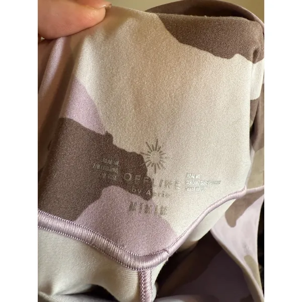 OFFLINE by Aerie Real Me 7/8 Leggings Lavender Camo High Waist Purple Brown M - Image 4