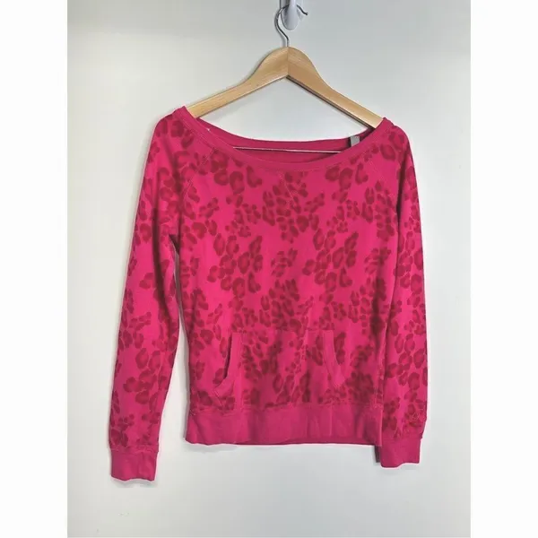 Aeropostale Sweater Womens Medium Leopard‎ Print Pink Pullover Boatneck - Image 8
