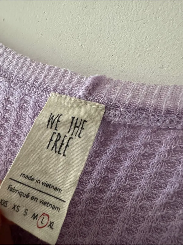 Free People We the‎ Free Lilac Purple Waffle Knit Thermal Catalina Oversized Top - Image 6