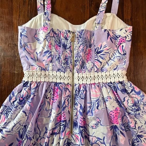 Lilly Pulitzer Purple Floral Elephant Print Cotton Fit Flare Dress 00 Sweetheart - Image 13