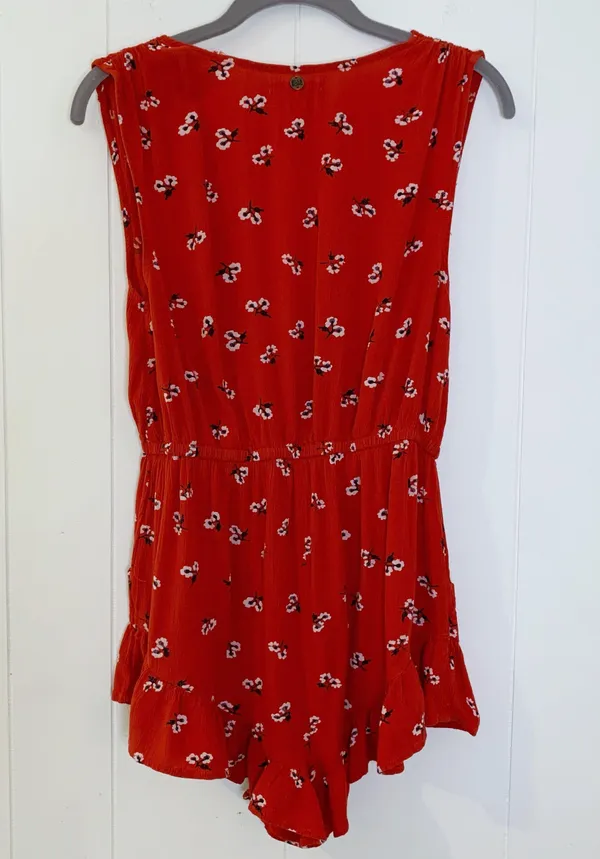 Billabong Red Floral Romper M - Image 3
