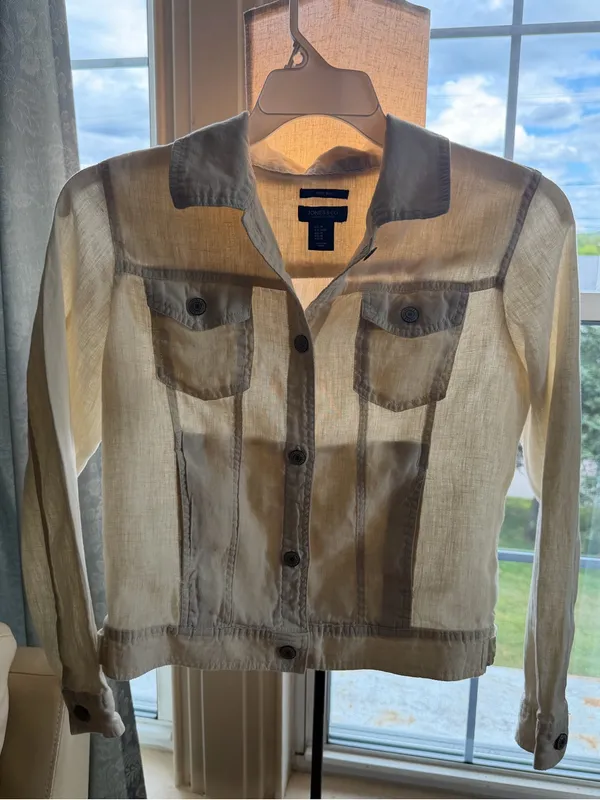 Jones New york Off-White Linen-Blend Jean Jacket - Image 3