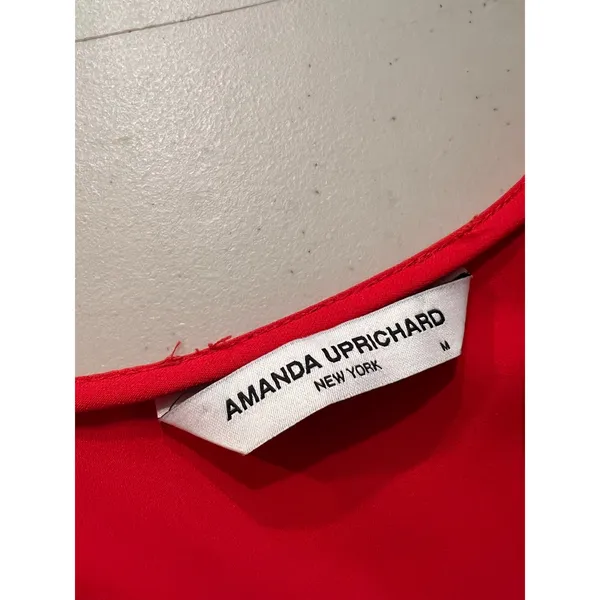 Amanda Uprichard Martinque Red Ruffled Wrap Midi Summer Dress Size Medium USA - Image 7