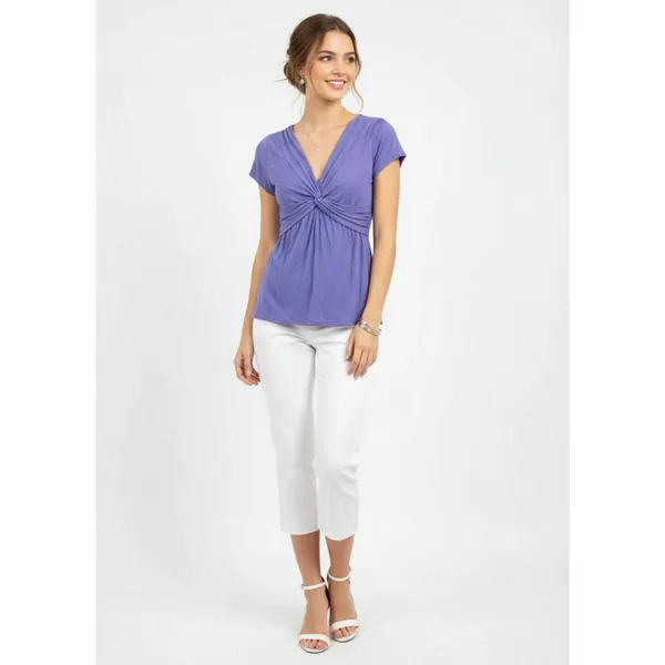 Boden Purple Short Sleeve Twist Bodice Top 2 - Image 5