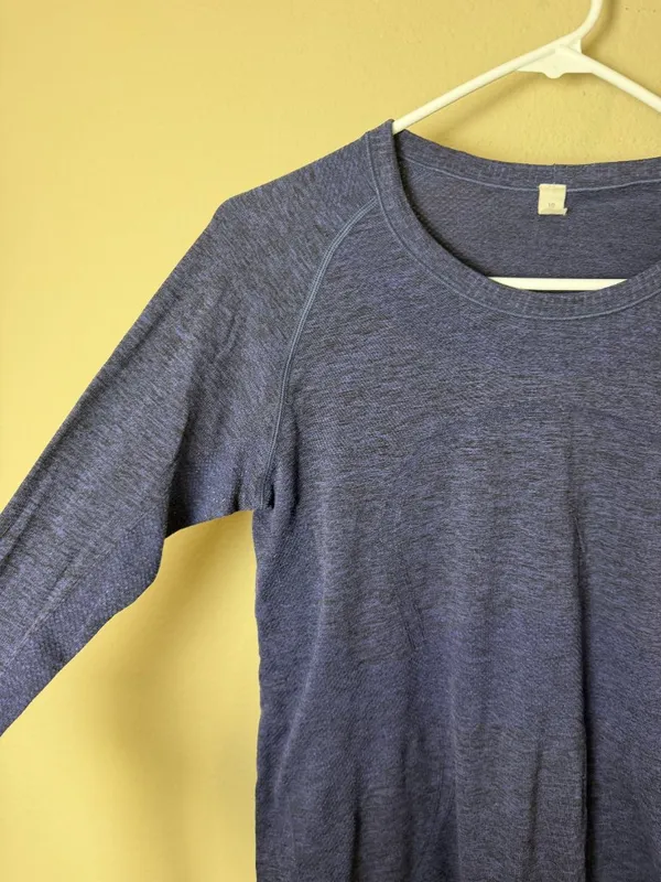 Lululemon Swiftly Tech Round Neck Navy Blue Heather Size 10 - Image 5