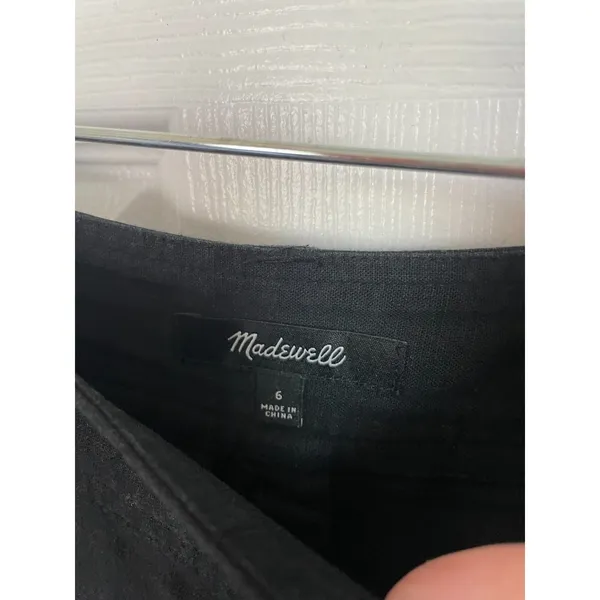 Madewell Pleated Wide Leg Pants Womens 6 Navy blue Linen Blend Artsy Boho - Image 3