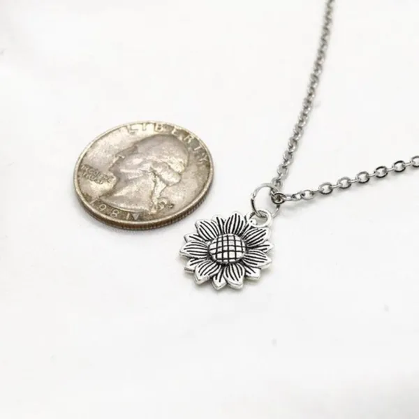 Sunflower Pendant Necklace Silver - Image 2