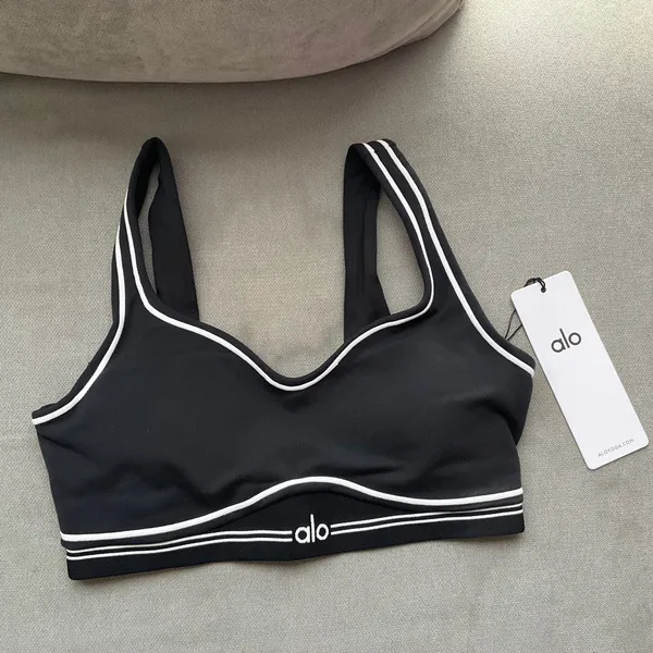 Alo Yoga Airbrush Heart Throb Bra Black/White S - Image 2