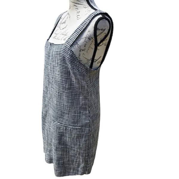 Abercrombie & Fitch Black White Houndstooth Pinafore‎ Mini Dress Pockets Medium - Image 4