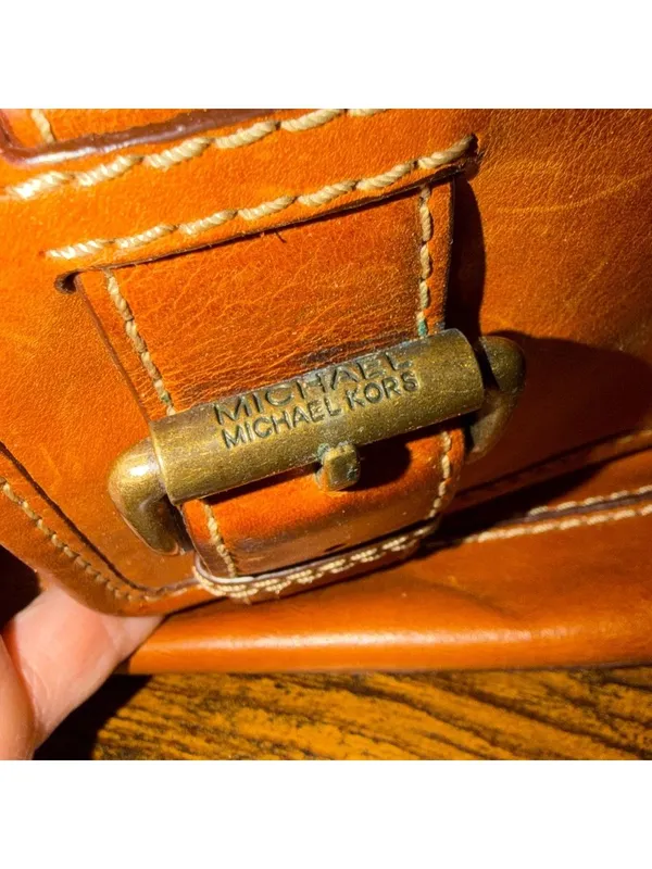 Vintage Michael Kors Leather Saddlebag Bag Purse weekend luggage vacation travel - Image 3