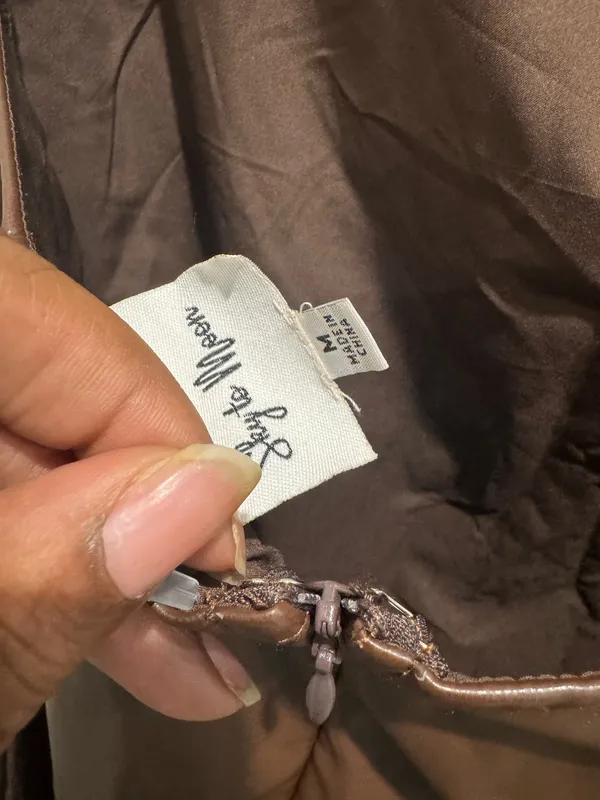 Brown leather top with zipper back Size M - Image 3