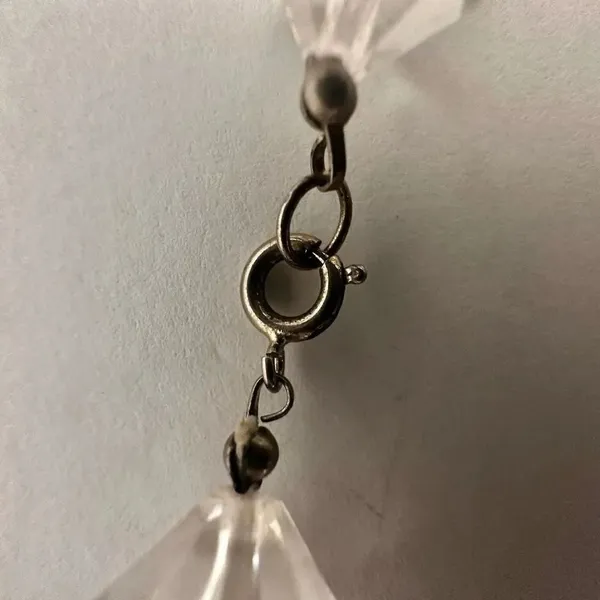 Clear beaded silver tone vintage long necklace - Image 7