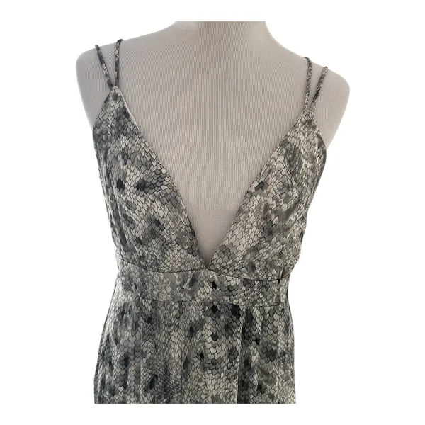 She + Sky Women Size-L Gray White Maxi Dress Snake V Neck‎ Summer - Image 5