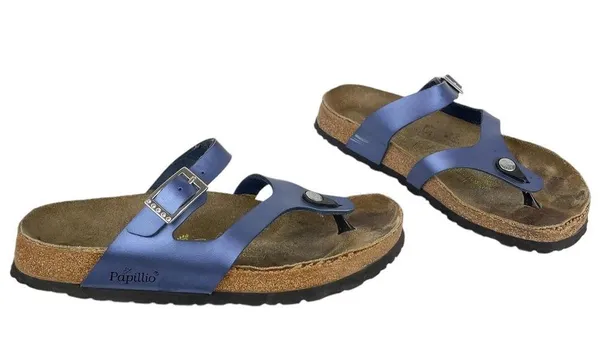 Birkenstock Papillio Metallic Purple Blue 2 Strap Thong Sandals Sz 39 / US 8 - Image 3