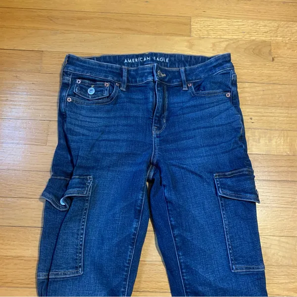 American Eagle Outfitters Low Rise Flare Stretch Jeans w Side Pockets Women’s 8 - Image 3
