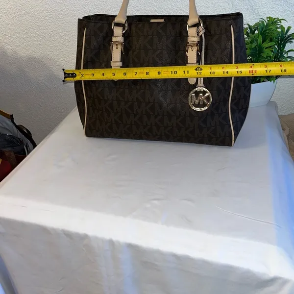 Michael Kors Dark Brown and Tan Logo Tote - Image 8