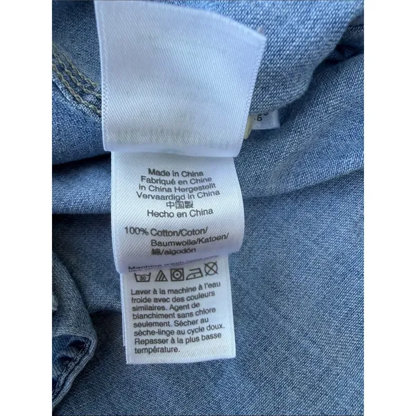 J. Crew Light Wash Denim Button-Down Shirt size 0 - Image 6