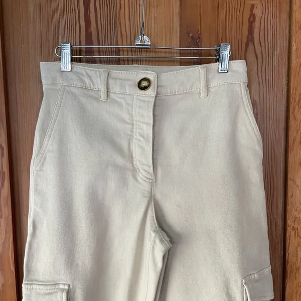 Wilfred Free Modern Cream Utility Cargo Pants Tab Hem Size 4🧡🎀 - Image 4