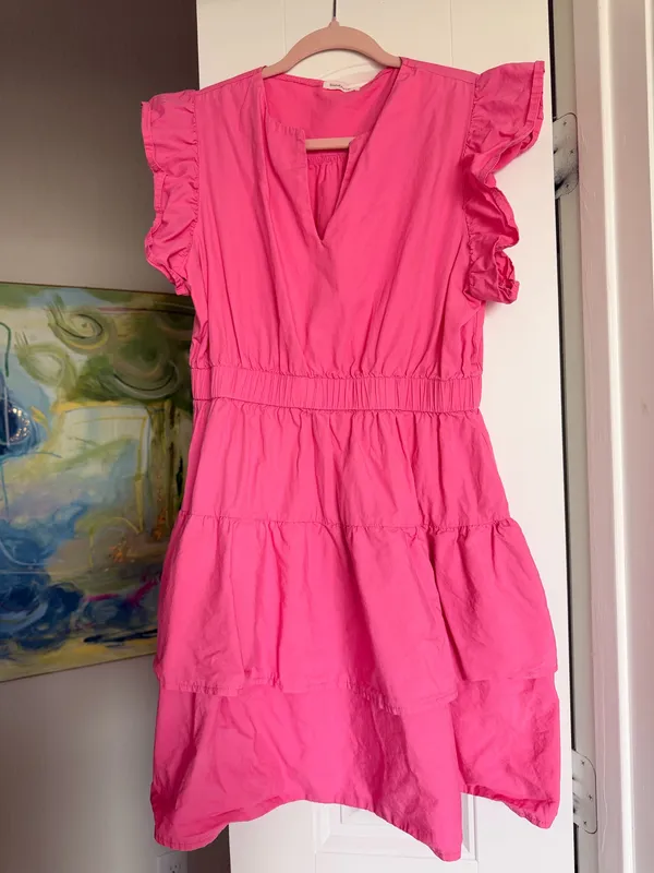 Flutter Sleeve Dress Pink Size L - Image 3
