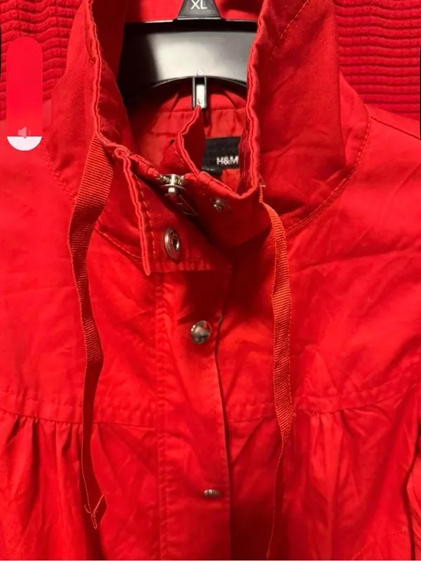 Old Money Y2K H&M red peacoat with a stand collar size 4 - Image 9