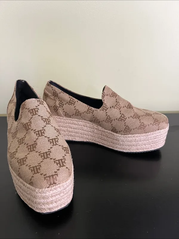 Unbranded Beige Patterned Platform Espadrille Slip - Image 9