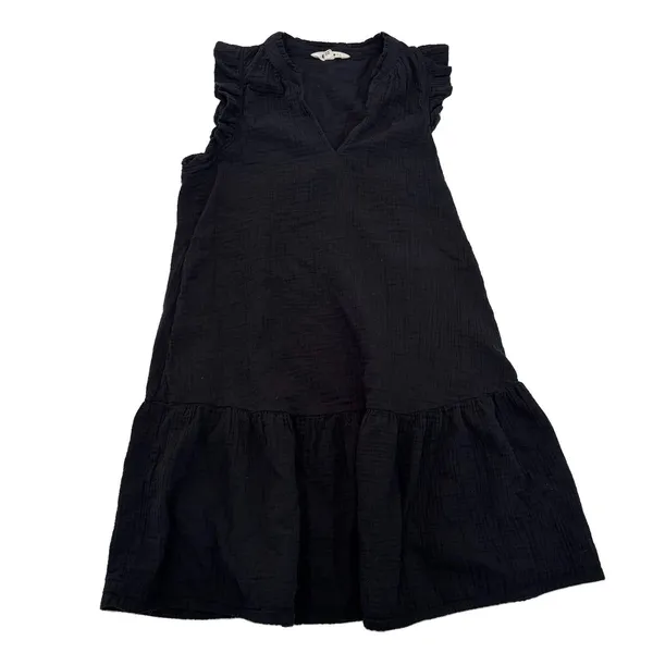 Boden Dress Womens Size 8 Black Muslin Crinkle Gauze Sleeveless Short - Image 2