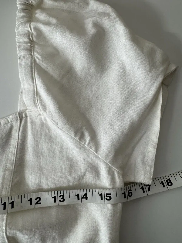MADEWELL Linen-Cotton Puff-Sleeve Summer A-line Dress Sz 2 White Summer Retro - Image 11