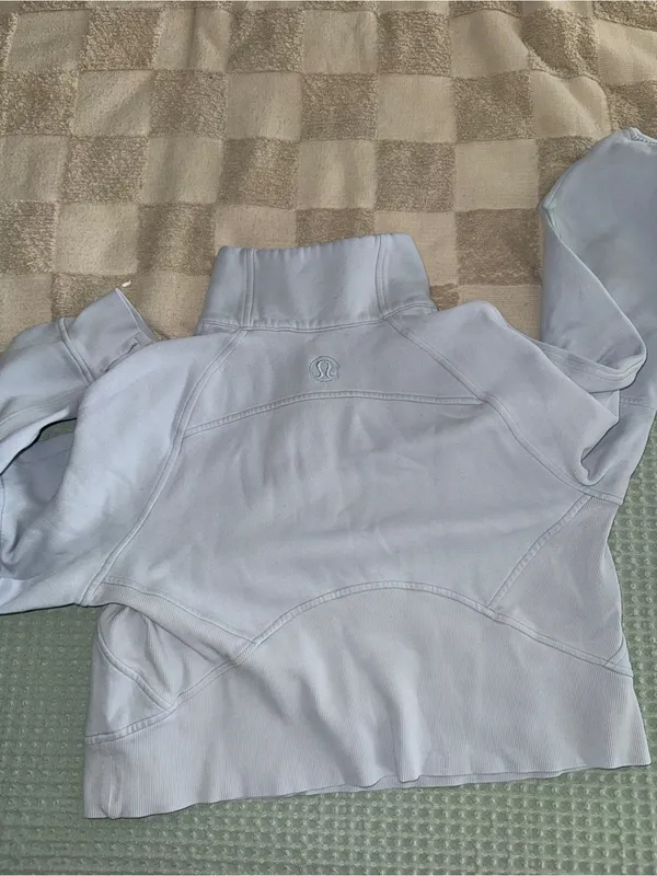 Lululemon Scuba Oversized Funnel Neck Half Zip Blue Linen XS/S LW3FJ6S - Image 5