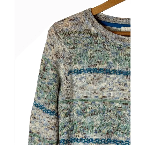Sparrow Anthropologie Sweater Women Medium Blue Merino Wool Marled Stripe Knit - Image 5