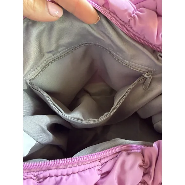 Womens Quilted Puffer Oversized Shoulder Bag Rosy Lilac Hobo Bag Boho Y2K Trendy - Image 8