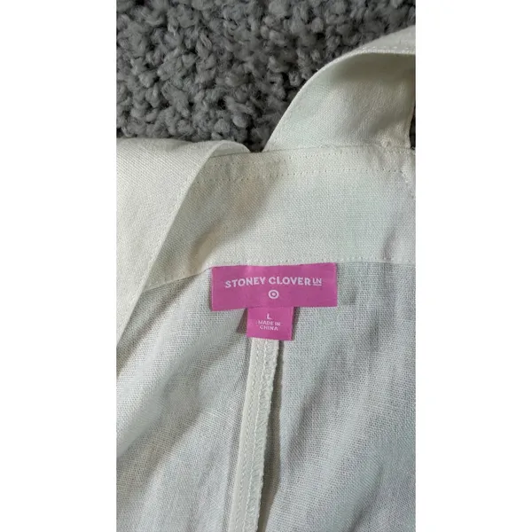 Stoney Clover Lane x Target Ivory Linen Blend Overalls Size L NWT - Image 3