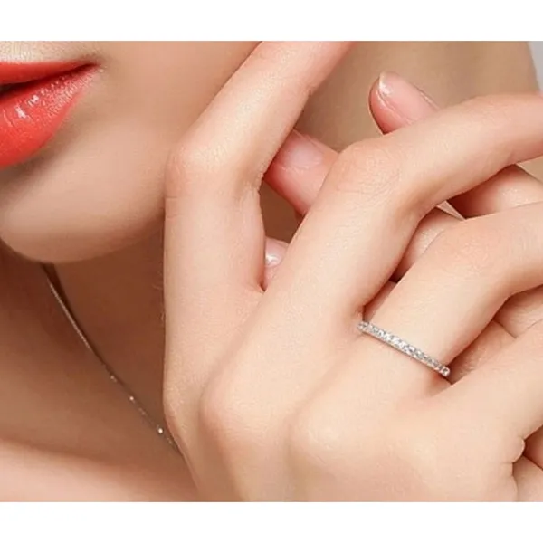 NEW Dainty 14k Gold Plated S925 Simulated Diamond Band Ring, Adjustable Band‎ - Image 11