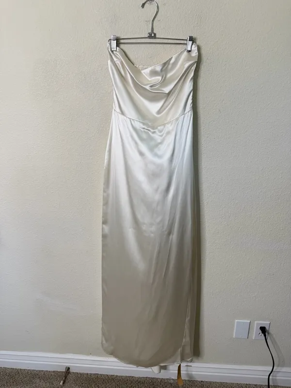 NEW Reformation Giotto Ivory Silk Gown Maxi Wedding Dress Strapless Size 6 - Image 3