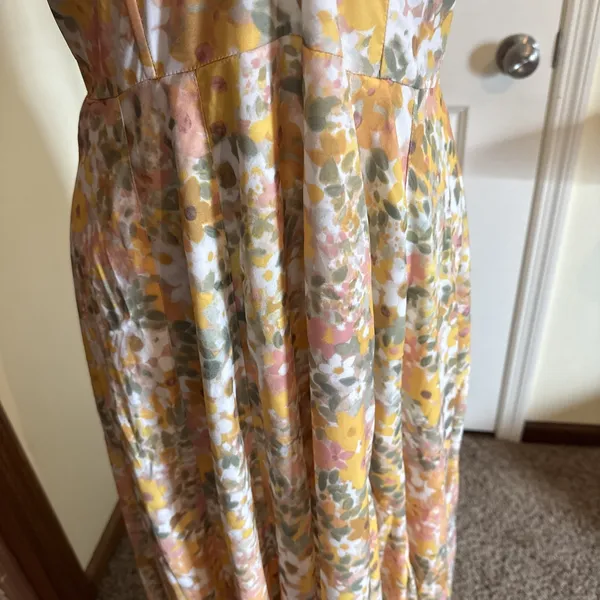 En Saison Kasey Yellow Floral Halter Maxi Dress Large Boho Beach Cowgirl - Image 6
