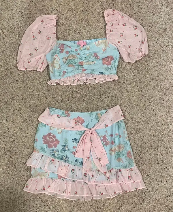 Dollskill x Holly Hobbie Floral Milkmaid Top and Mini Skirt Set - Image 4