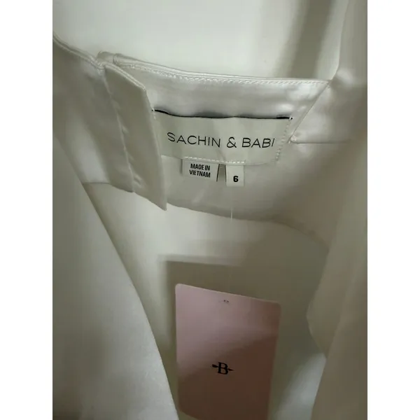 Sachin & Babi Midi Dress Size‎ 6 White Satin Cutout Open Back F1BB052 - Image 6