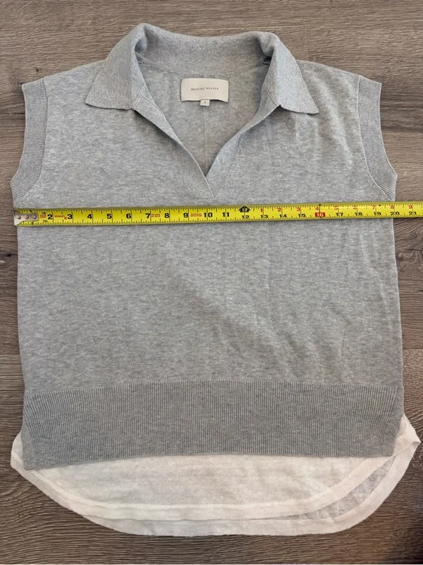 Brochu Walker Jaia Polo Looker Top Small Gray Linen Cotton Layered - Image 5
