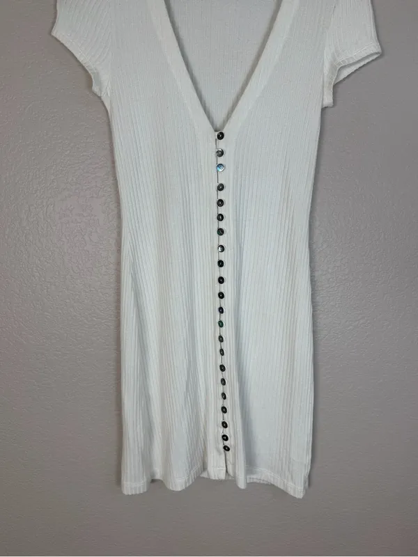 Reformation Ryder Ribbed Mini Dress size Small White $118 - Image 9