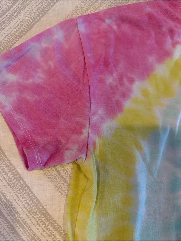 Generation Love Pastel Rainbow Tie-Dye Knotted Hem Crew Neck T-Shirt Size Small - Image 4
