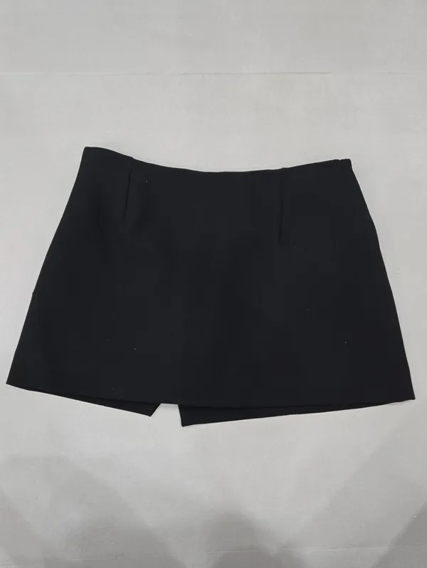 New Zara Black Asymmetric Wrap Mini Skort Size XS - Image 2