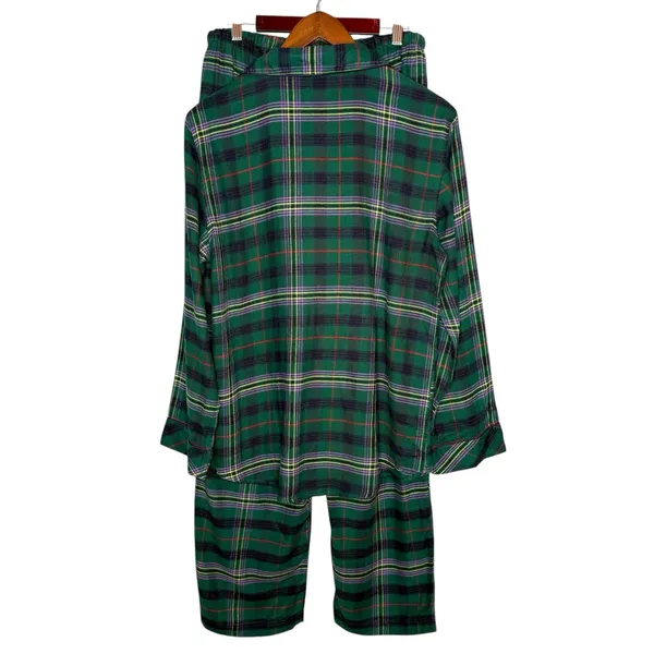 NWT LRL Ralph Lauren M Brushed Twill 2PC PJ‎ Set Plaid Green Pajamas Black Label - Image 8